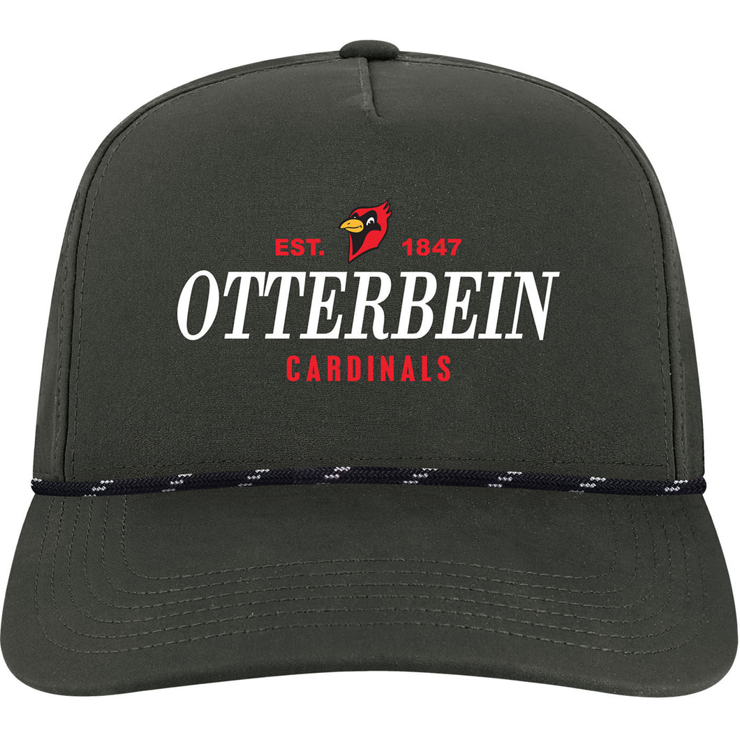 5-Panel Adjustable Hat | Black w/Black White Rope