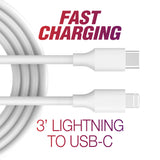 3' Lightning to USB-C Fast Cable | White