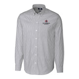 Stretch Oxford Stripe Mens Big & Tall Long Sleeve Dress Shirt | Charcoal