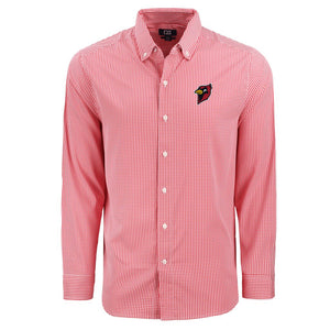 Men's Gingham Long Sleeve Dress Shirt | Red/White