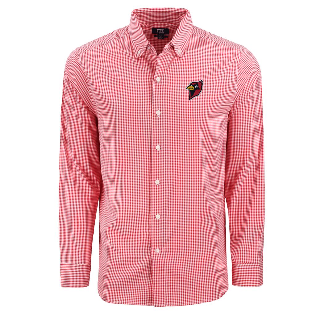 Men's Gingham Long Sleeve Dress Shirt | Red/White