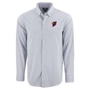 Men's Pinstripe Long Sleeve Dress Shirt | Light Grey