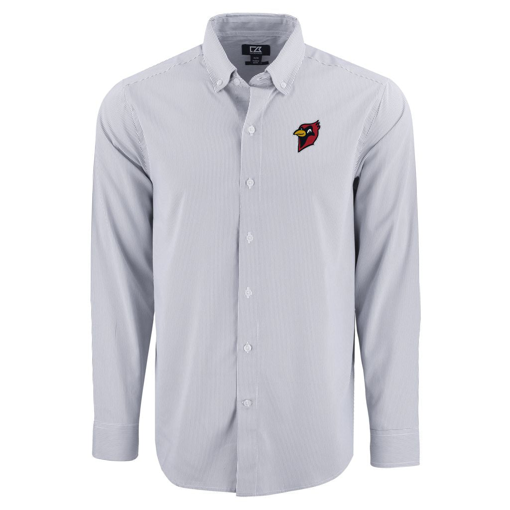 Men's Pinstripe Long Sleeve Dress Shirt | Light Grey