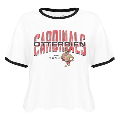 Ladies Cutoff Ringer Tee | White