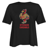 Ladies Short Sleeve Cutoff Cotton Tee | Black